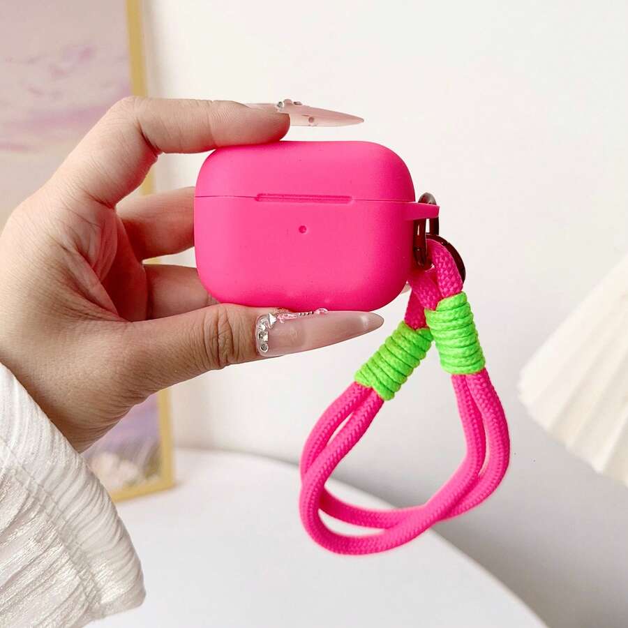 Compatible With Apple Pro 3 Protective Case, 2025 New Silicone Protective Cover, Compatible With AirPods Pro 2 With Lanyard, Compatible With AirPods 4 Phone Case, Travel Accessories, Fashionable Protective Case, Scratch-Resistant, Skin-Friendly Case, Durable Earphone Case, Includes New Braided Wrist Strap - Light Grey - View 1