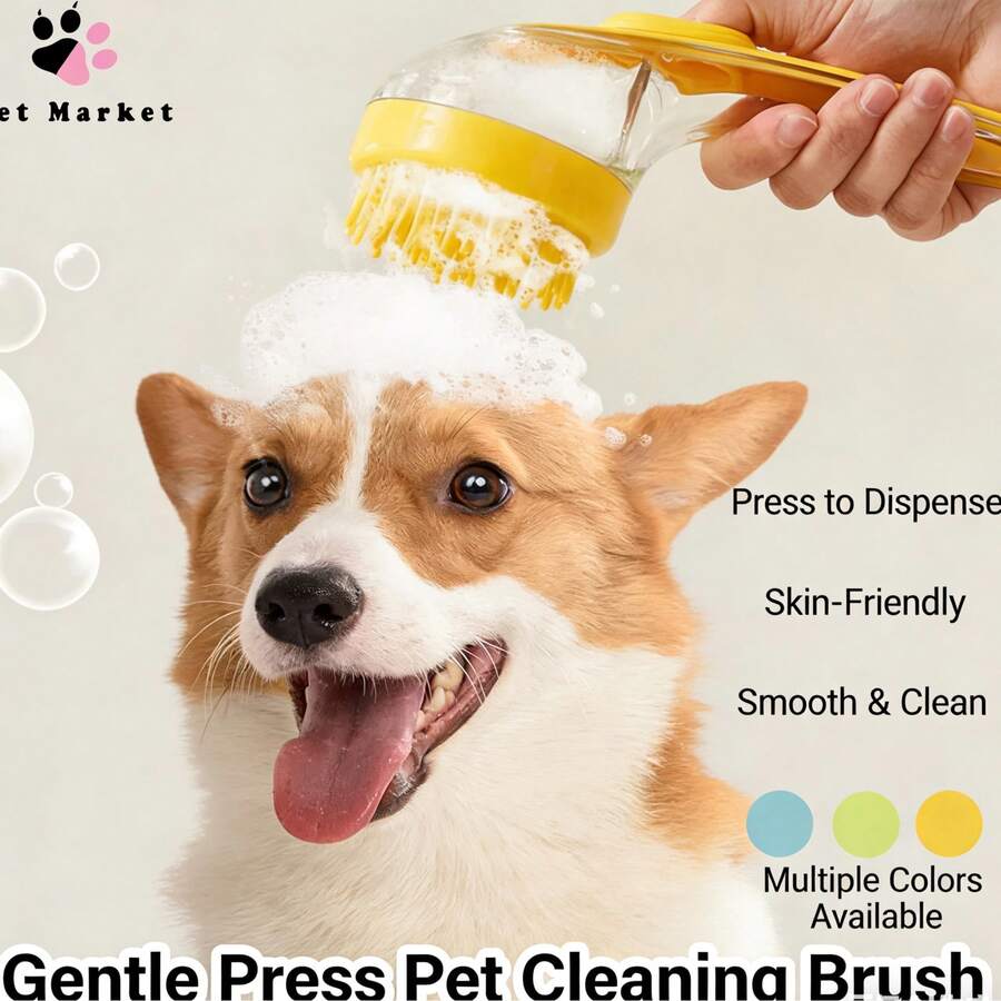 Silicone Pet Bath Brush, Dog Massage Brush, Pet Grooming Brush, Pet Cleaning Brush, Bathing Tool - Multicolor - View 1
