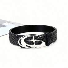 1条女士亮片腰带，闪亮菱形设计，适合搭配连衣裙、牛仔裤，休闲显瘦腰带，是送给女孩、女士的理想礼物，适合任何季节的正式或休闲场合穿着。 - 黑色 - 查看 5
