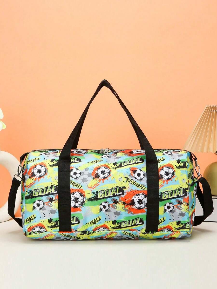 Cartoon Football Large Capacity Travel Bag, Yoga Swimming Gym Bag With Wet & Dry Separation, Sports Handbag - Football - View 1