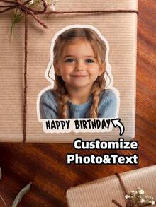 1-100张定制人像照片贴纸，照片贴纸，她的贴纸，个性化贴纸，宠物定制贴纸，多种尺寸，趣味生日装饰，单身派对，顶级装饰，生日派对装饰，蛋糕装饰，定制贴纸 - 彩色 - 查看 3