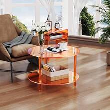 Mesa de centro de acrílico, pequeña mesa redonda moderna para sala de estar, 23.6' de profundidad x 23.6' de ancho x 16.5' de alto (naranja), YXCJ-DA - rosa - Ver 5