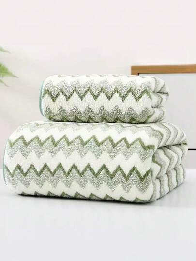 Coral Fleece Striped Simple Soft Absorbent Bath Towel/Hand Towel For Home Use Bathroom Decor
