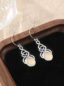 1 Paar bohemische minimalistische Wickel-Ohrringe, ovale Anhänger-Ohrringe, perfekter Urlaubsschmuck für Frauen, kreativ und vielseitig, perfektes Geschenk für sie zu Weihnachten - Silber - Übersicht 4