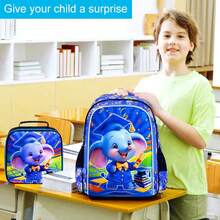 3pcs Kids Backpack Set, 16 Inch Boys Elephant Backpack And Lunch Box With Cute Dinosaur Pattern - Backpack - View 6