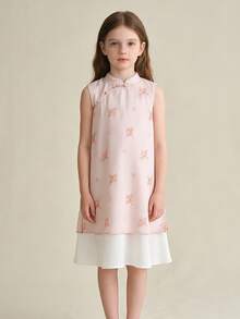 Balabala Girls' Chinese Style Sleeveless Dress, Summer 2025 - Red Hue - View 4