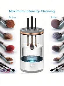 1 pieza Limpiador de brochas de maquillaje eléctrico USB, herramienta de limpieza automática de brochas de maquillaje, limpieza profunda rápida y eficiente para diferentes brochas de maquillaje, portátil para viajes y uso doméstico, adecuado para juegos de brochas de maquillaje, brochas de sombras de ojos, brochas de colorete, ideal para entusiastas y profesionales del maquillaje, bolsas, almacenamiento, organización de maquillaje, cosméticos, estilo de verano, regalo de vuelta al colegio, regalos - Multicolor - Ver 2