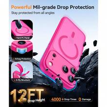 Magnetic For IPhone 17 Pro Max Case(6.9"), Upgraded [Full Camera Protection] [Compatible With Magsafe] [Translucent Matte] Shockproof Protective Phone Case, Orange - Hot Pink - View 7