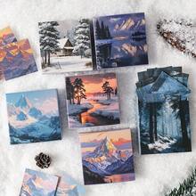 Giấy thủ công chủ đề phong cảnh mùa đông, 24 tờ/hộp, giấy trang trí DIY cổ điển không dính, quà tặng ngày lễ, đồ dùng làm tranh ghép thủ công, văn phòng phẩm sáng tạo cho sổ lưu niệm và trường học. - 4. Băng và tuyết ở vùng núi cao - Xem 4