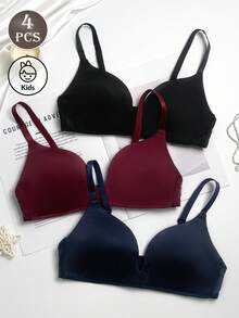 3pcs/Set Smooth Seamless Nude Bras For Teens, With Lining And Adjustable Features - Multicolor - View 2