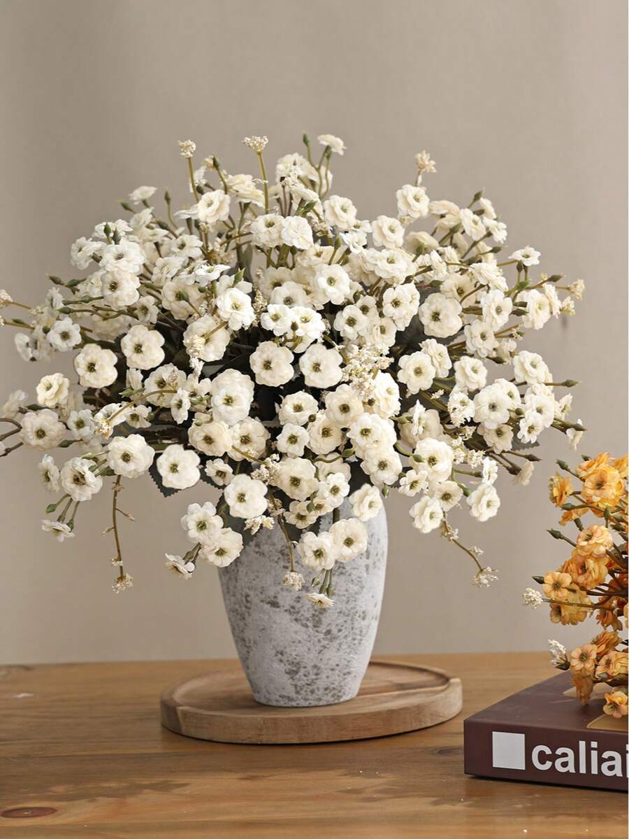 1/3/60pcs 35cm Artificial Rose Flower Bouquet, Suitable For Wedding Decor, Valentine's Day Decor, Birthday Decor, Anniversary Decor, Home Decor, Desk Decor, Bedroom & Bathroom Decor, Office Desk Decor, Room Decor, Autumn Decor, Flower Pot Decor, Valentine's Day Gift, Graduation Gift, Etc. (3pcs/Bundle) - White - View 1