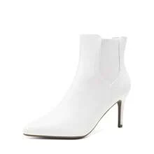 DREAM PAIRS Women's Pointed Toe Stiletto High Heel Ankle Booties - Kizzy-1White/Pu - View 1