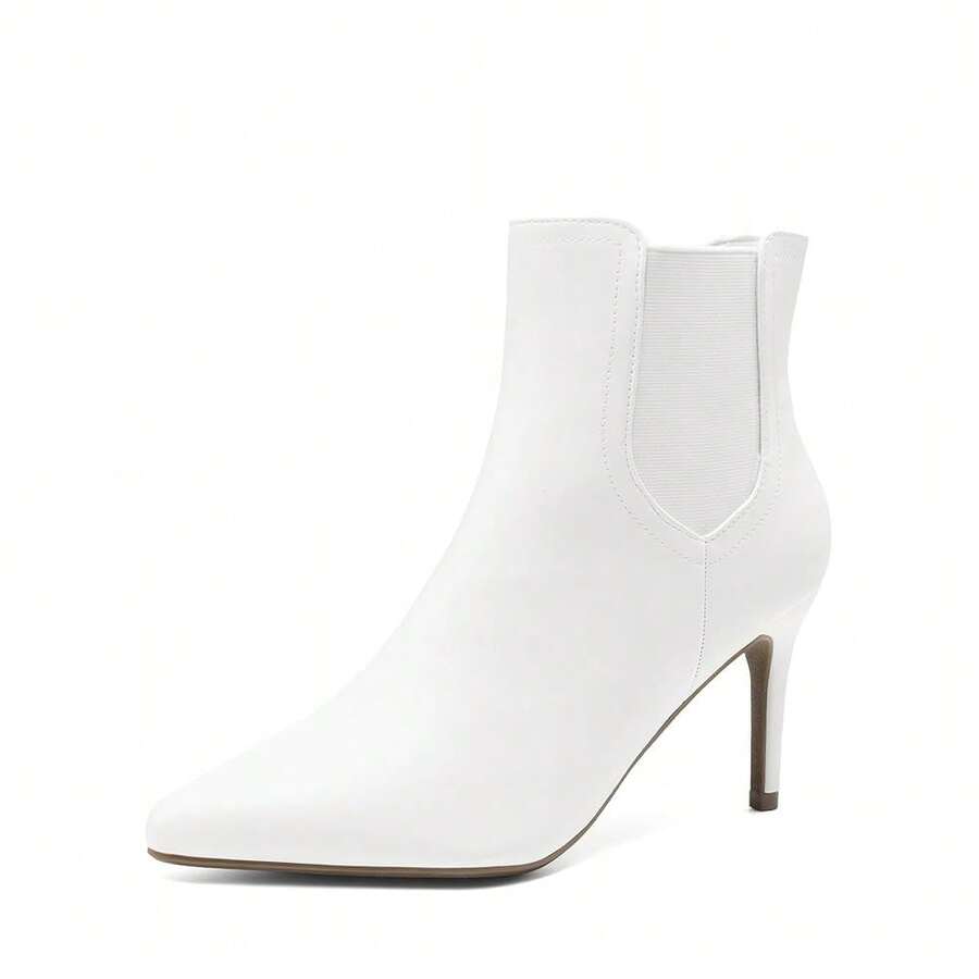DREAM PAIRS Women's Pointed Toe Stiletto High Heel Ankle Booties - Kizzy-1White/Pu - View 1