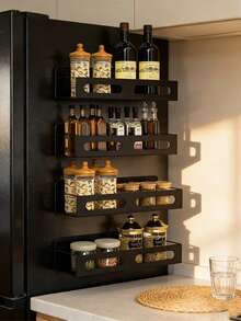 Bộ 2 kệ đựng đồ gắn tủ lạnh từ tính, kệ trang trí nhà bếp bằng sắt không cần khoan, giá treo gia vị và dụng cụ nhiều tầng cỡ nhỏ và lớn, quà tặng tân gia, Giáng sinh, năm mới, kệ đựng đồ gắn bên hông tủ bếp. - Nhiều màu - Xem 9