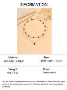 2pcs/Set Cute Strawberry Pendant Necklace, Versatile Colorful Strawberry Chain Layered Necklace Jewelry For Women, Adjustable Chain Length - Multicolor - View 5