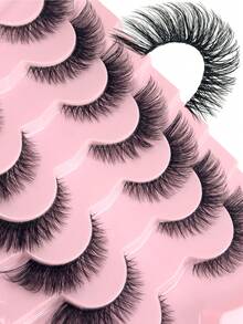 7对自然蓬松假睫毛，附赠镊子，自然延长眼尾，打造美丽浓密假睫毛，可重复使用，佩戴方便，新手友好，适合爱美人士。 - 眼尾拉長款 - 查看 3