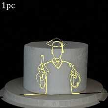 1pc/3pcs Minimalist Design Gold Acrylic Graduation Cap Cake Topper, For Graduation Ceremony & Party - Multicolor - View 16