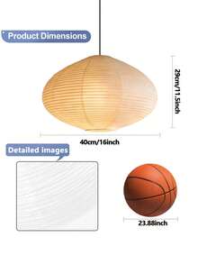 1 pieza Pantalla de lámpara colgante ovalada blanca de 40 cm, pantalla de lámpara de papel, pantalla de lámpara de techo, lámpara colgante plegable minimalista blanca y beige, adecuada para sala de estar, comedor, boda, fiesta y decoración del hogar, farolillo de papel colgante, decoración de eventos y fiestas - Varios - Ver 6