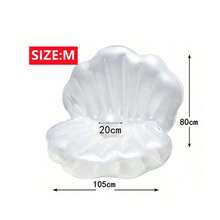 Inflatable White PVC Seashell Shaped Pool Float, Giant Inflatable Clam Shaped Float With Pearl Balls, Seashell Pool Float Ride-On Raft Chair, Suitable For Adult Summer Beach Party - Multicolor - View 6