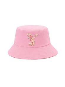 1 buah Topi Ember Anak Perempuan Warna Pink Elegan dengan Motif Huruf Bunga Mawar, 26 Pilihan Huruf, Manis & Chic, Bergaya, Ringan, dan Melindungi dari Matahari, Cocok untuk Pemakaian Sehari-hari, Aktivitas Luar Ruangan, Sekolah, dan Hadiah - Berwarna merah muda - View 52