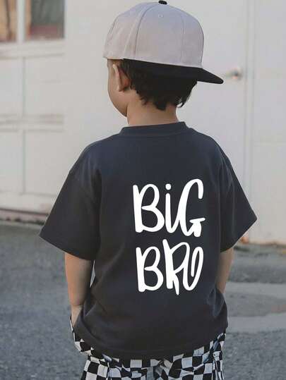 Young Boy Casual Graphic Print Crew Neck Short Sleeve T-Shirt, Summer Top