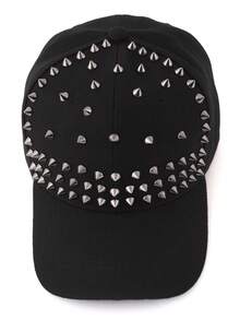 Punk-Style Metal Spiked Baseball Cap, Streetwear Cool Unisex Hat - Black - View 9