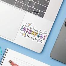 1张内向者专属贴纸，内向者忙碌笔记本电脑贴纸，可爱彩虹乙烯基材质，内向者礼物，防水易撕水瓶贴纸，耐用柔软女孩保温杯贴纸，流行内向者笔记本乙烯基贴纸，送给安静女孩的完美礼物，可爱花朵爱心水瓶贴纸 - S1856 - 查看 5