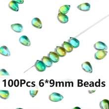 100 piezas de cuentas sueltas de forma de gota de vidrio de 6*9mm para hacer collares, aretes y manualidades de joyería - 100 gotas de agua transparentes, cada una de 6*9 mm de tamaño - Ver 7