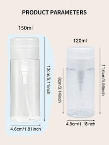 1pc/2pcs 120ml/150ml/200ml/300ml/500ml Refillable Pump Bottle, Makeup Remover Oil, Toner, Lotion Travel Containers. Note: Do Not Fill With Liquids Over 60°C, As It May Cause Deformation And Shrinkage. The Empty Bottles Do Not Contain Any Other Items. - Clear - View 23