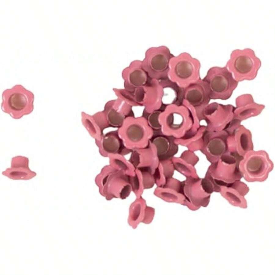 Craftelier - Pack Of 40 Flower Shaped Eyelets | Ideal For Card Making, Scrapbooking And Crafts | Valid For Various Materials | Inner Size 0.19" And Outer Size 0.39" - Bubble Gum Pink Color - 1__ - View 1