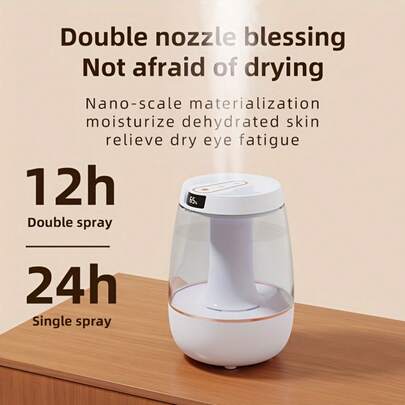 3L Large Capacity Quiet USB White Dual Mist Air Humidifier, Suitable For Office And Home