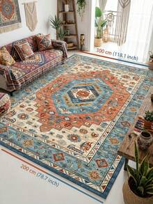 1pc Faux Wool Blend (1000g/㎡) Thick Non-Slip Dotted Bottom Bohemian Style Area Rug, Nordic Retro Boho Modern Holiday Carpet, Moroccan Machine Washable Patio Porch Picnic Outdoor Decor, Indoor Doormat, Non-Slip Short Pile Easy Maintenance - Multicolor - View 14
