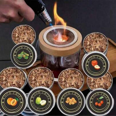 6 Flavors Of Smoked Wood Chips, Can Be Used To Various Smoky Flavors To Cocktails, Whiskey, Steak, Etc., 6 Flavors To Choose From, Kitchen Smoked Wood Chips Refill