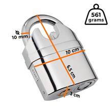 Heavy Duty Stainless Steel Waterproof Alarm Padlock With Keys - Outdoor Security - Silver - View 2