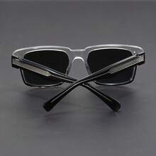 Men's And Women's Retro Oversized Square Glasses - Full Frame Acetate Frame, Black/White Tortoiseshell Texture With Transparent PC Lenses - Large Round Lenses Non-Prescription Driving Glasses, Suitable For Daily Use - Retro Round/Pilot Style Compatible (132-138mm) - Suitable For Men And Women - Fashion Statement Glasses - 黑`白 - 查看 2