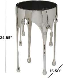 Deco 79 - Mesa Auxiliar de Metal de Aluminio con diseño de fusión y Parte Superior de Vidrio sombreado, Mesa Auxiliar de 16 x 16 x 25 Pulgadas, Color Plateado - plata - Ver 6