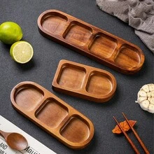 1个红木调味碟，分格碟，家用木制小吃碟，火锅烧烤酱料碟 - 彩色 - 查看 7