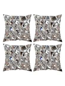 1/2/4pcs Bohemian Modern Luxury Rhombus Pattern Throw Pillow Covers - Made Of Soft Polyester Fabric With Zipper Closure, Suitable For Living Room, Bedroom, Office And Car Decor, Fashionable Home And Automotive Decor, Living Room Decor, Shiny Polyester Fabric Decorative Pillow Covers - Multicolor - View 6