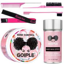 Goiple Extra Hold Edge Control Wax, Water-Based, No Flaking & Non-Greasy Edge Stay Gel For Women Wigs, Baby Hair Gel For All Hair Types, Edge Smoother Defining & Fixing Bangs (113G Size Edge Control Gel, 75G Hair Wax Stick, 3Pcs Edge Brush, 1pc Elastic Wig Band) - 6pcs 粉紅色 6.7oz - 查看 1