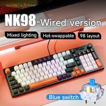 AJAZZ NK98 98-Key Wired Mechanical Keyboard, 3-Color Backlit Keycaps, Metal Knob, Floating Key Design, Blue/Red Switch Options, Full-Key Hot-Swappable, Includes Numeric Keypad - Official Authentic - View 13