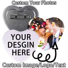 Custom Pins, Badges, Photo Pins, Heart-Shaped Pins In 1/3/5/10/30/50/100/200 Pcs; Gifts For Valentine's Day, Mother's Day, Personalized Heart-Shaped Pins, Graduation Gifts, Wedding Gifts, Christmas Gifts, Halloween Gifts, Custom Lover's Photo Heart-Shaped Badges, Custom Heart-Shaped Pins, Design Your Own Personalized Pins And Badges - Heart Style1 - View 11