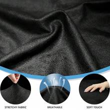 Single Sofa Cover Leather Look Chair Covers For Living Room 1-Piece Sofa Chair Covers With Arms Stretch Furniture Protector With Elastic Bottom & Pockets(Armchair, Black) - 黑色 - 查看 5