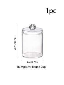 Hộp đựng tăm bông vệ sinh phòng tắm, 3 hộp, làm bằng nhựa trong suốt, có thể đựng tăm bông, bông tẩy trang, miếng lau, chỉ nha khoa, thích hợp để cất giữ trên bàn trang điểm, trong phòng tắm, trên bàn làm việc, v.v. - Nhiều màu - Xem 10