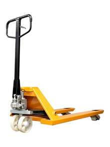 Patín Hidráulico de Carga Manual (Capacidad 3 Toneladas, Altura Máxima 20 cm); Sistema manual;  Montacarga para Movimiento de Palets hasta 3000 Kg. Bluelander - Amarillo - Ver 1