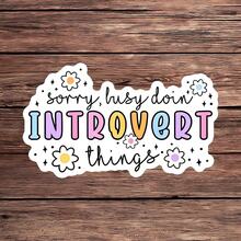 1张内向者专属贴纸，内向者忙碌笔记本电脑贴纸，可爱彩虹乙烯基材质，内向者礼物，防水易撕水瓶贴纸，耐用柔软女孩保温杯贴纸，流行内向者笔记本乙烯基贴纸，送给安静女孩的完美礼物，可爱花朵爱心水瓶贴纸 - S1856 - 查看 10