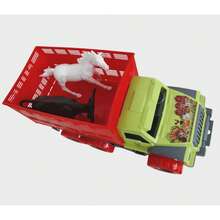 juguete camion ganadero con redilas , caballo y toro - Verde - Ver 3