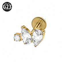 1件装 Cz 叶子 G23 纯钛耳骨耳钉 16G 内螺纹锆石蝴蝶耳廓耳屏穿刺饰品 - 如圖 - 查看 14