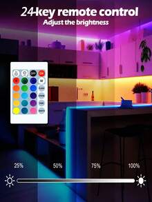 1条3.28英尺-16.4英尺LED灯带，带24键遥控器，USB RGB LED背光灯条，适用于电视、办公室、电脑屏幕、客厅、卧室、家居、派对、圣诞树、游戏室 - 安装简便，多种颜色可选，可调光 - 彩色 - 查看 6