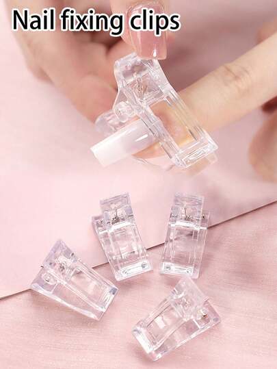 10pcs Nail Art Tools Set, Including Small Clips, Nail Clamps, Transparent Gel Quick Building Nail Extension Tools With Pointed Tips, Nail Tip Clips For Quick Nail Shaping, Transparent Crystal Clips Suitable For Ladies And Girls To Fix And Shape Nails, Crystal Hair Clips Nail Tip Clamps Nail Extension Generator Clips, Nail Shaping Nail Clips, Professional Nail Tools For Women