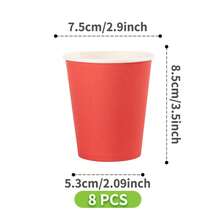 8pcs Red Petal Shaped Disposable Plates, Napkins, Cups Party Supplies Set, Suitable For Birthday, Wedding, Theme Party, Family Picnic - Multicolor - View 9